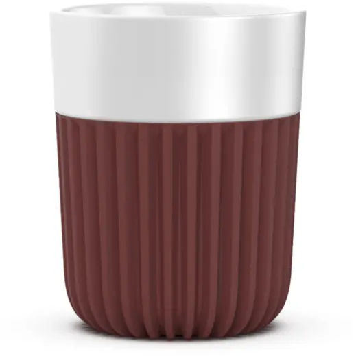 Sengetti Ribbed Coffee Mug White-Deep Red